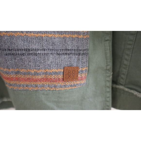 Roxy ARJJK03056 Women's Sz S Green Boho Full Zip Hooded Parka Jacket $80 - Picture 6 of 12